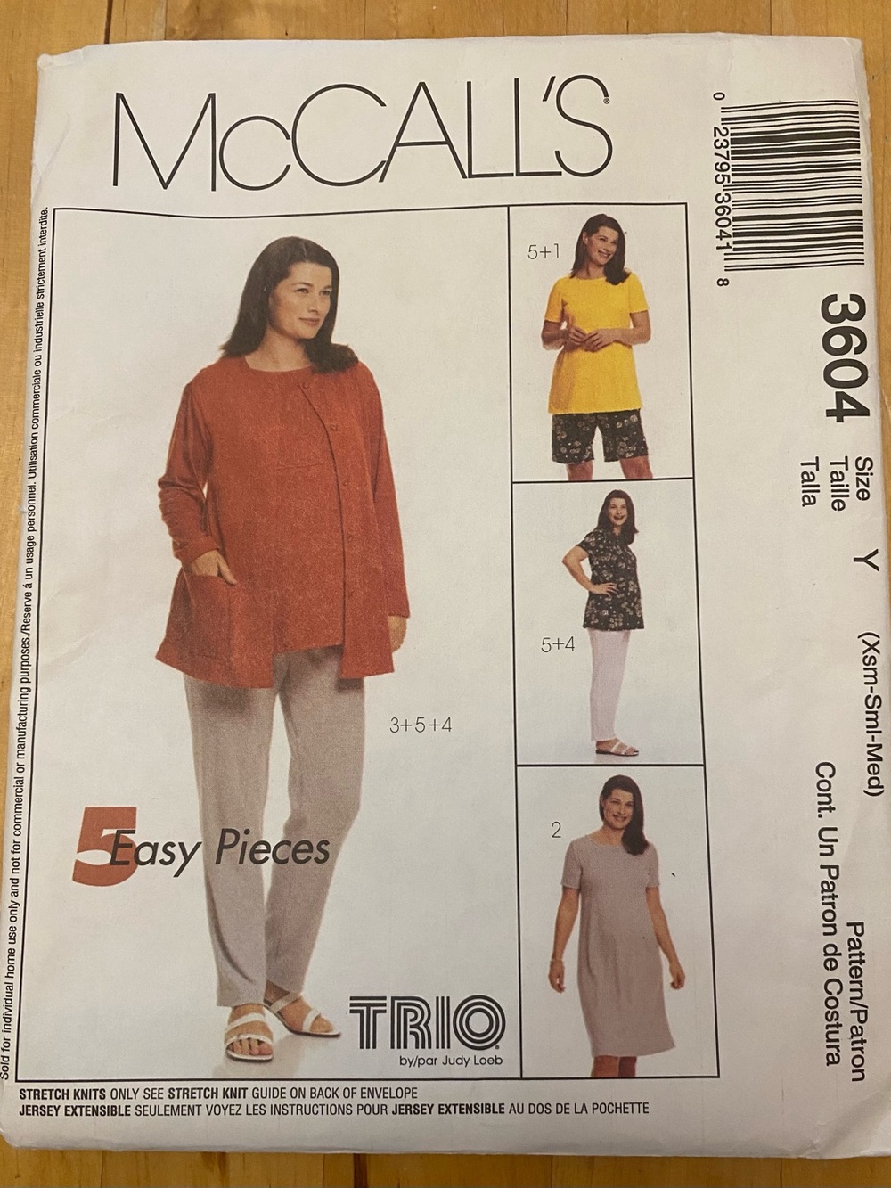 EASY McCALL'S 3604 Sz XS,S,M Petite Maternity dress, top, cardigan, pants sewing